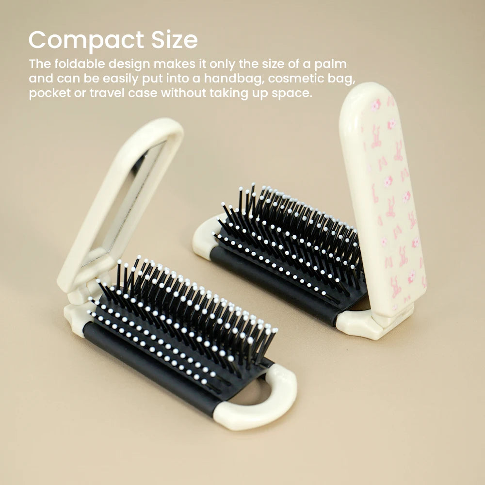 Foldable Air Cushion Comb with Mirror – Portable Travel Mini Comb Portable Hair Comb Oasis Select