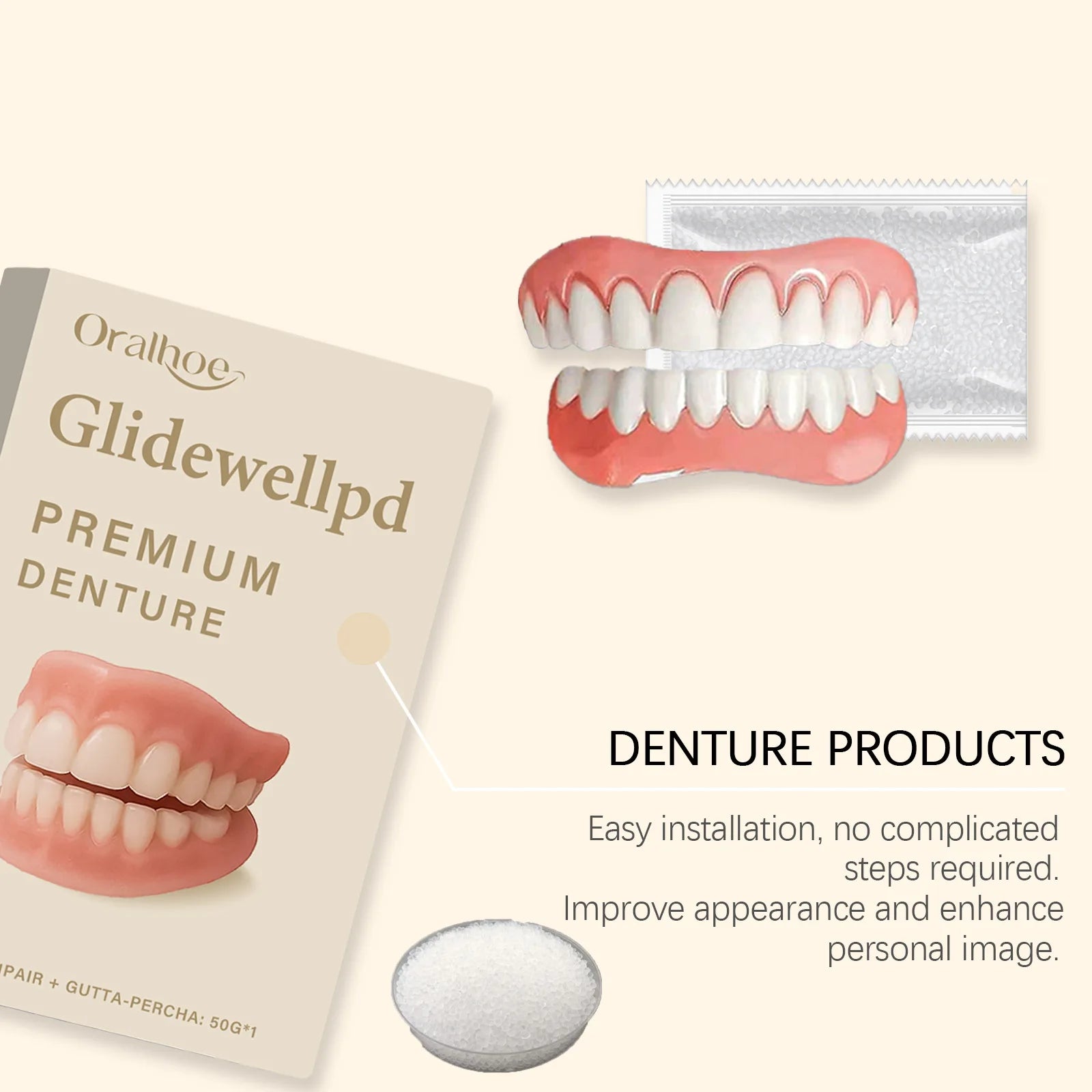 Oralhoe Soft Silicone Temporary Dentures Full Set – Upper & Lower Temporary Denture Set Oasis Select