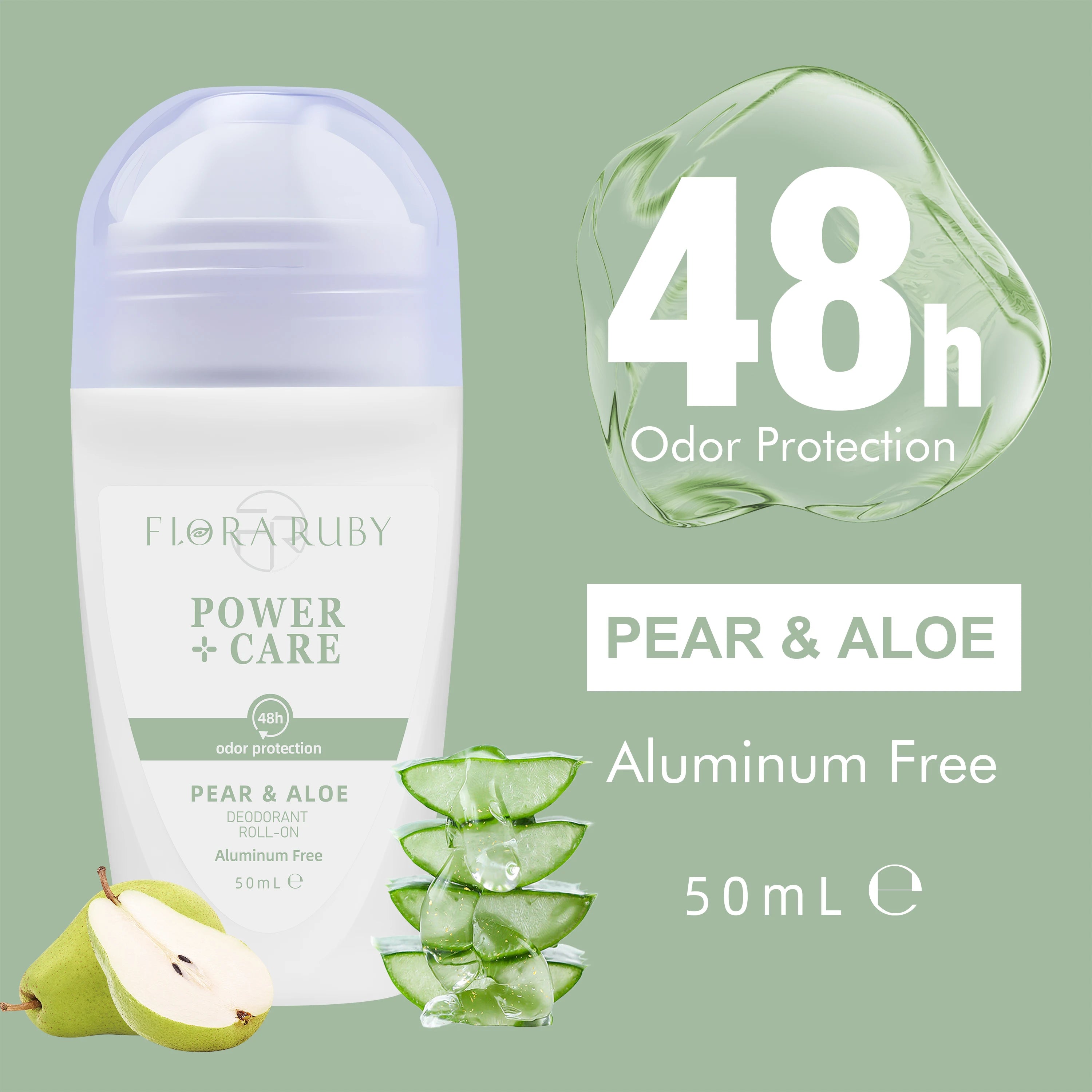 Light Purple Series Deodorant Roll On w omen's and men all-purpose Deodorant Roll Aluminum Free easy to carry 50g Oasis Select Pear Aloe