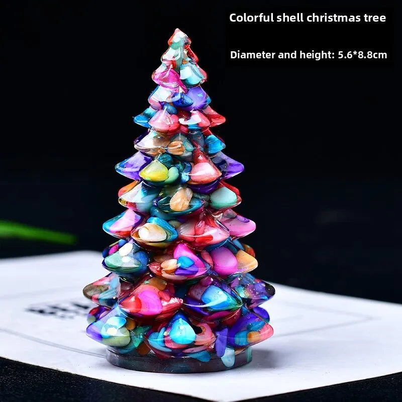 New Natural Crystal Crushed Stone Christmas Tree Resin Decorative Item for Home Desktop Decoration Christmas Display Oasis Select D 5.8cm x 8.8cm