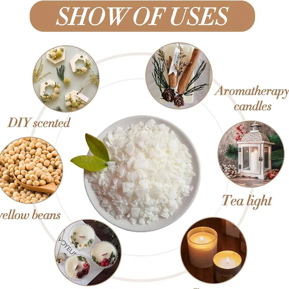 Natural Soy Wax Flakes for DIY Candle Making – 100g to 1kg