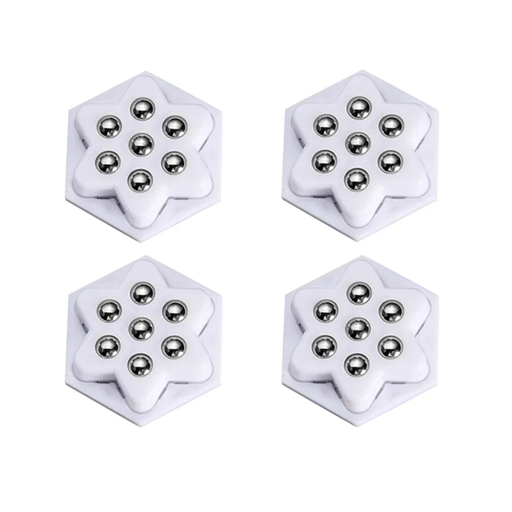 New 4Pcs Self Adhesive Type Mute Ball Universal Wheel Mini Self Adhesive Pulley Base 7Beads Furniture Casters Wheels Oasis Select White