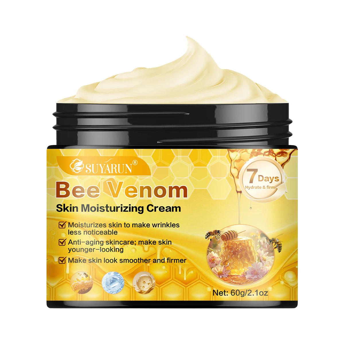 SUYARUN Bee Venom Moisturizing Cream Anti-Aging Face Care | Deep Hydration & Firming Natural Anti-Wrinkle Skincare for All Skin. Oasis Select 60g