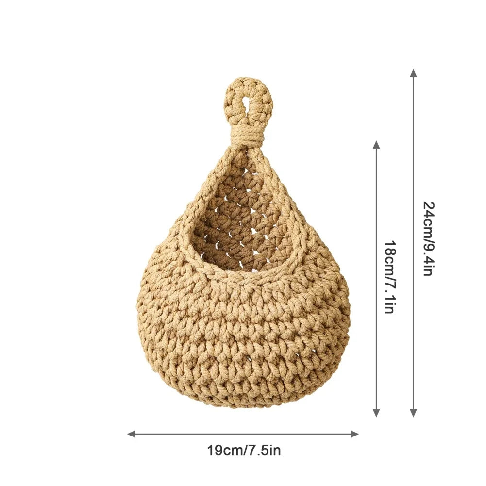 Handwoven Jute Wall Hanging Basket – Boho Fruit & Veggie Storage Wall Hanging Basket Oasis Select M