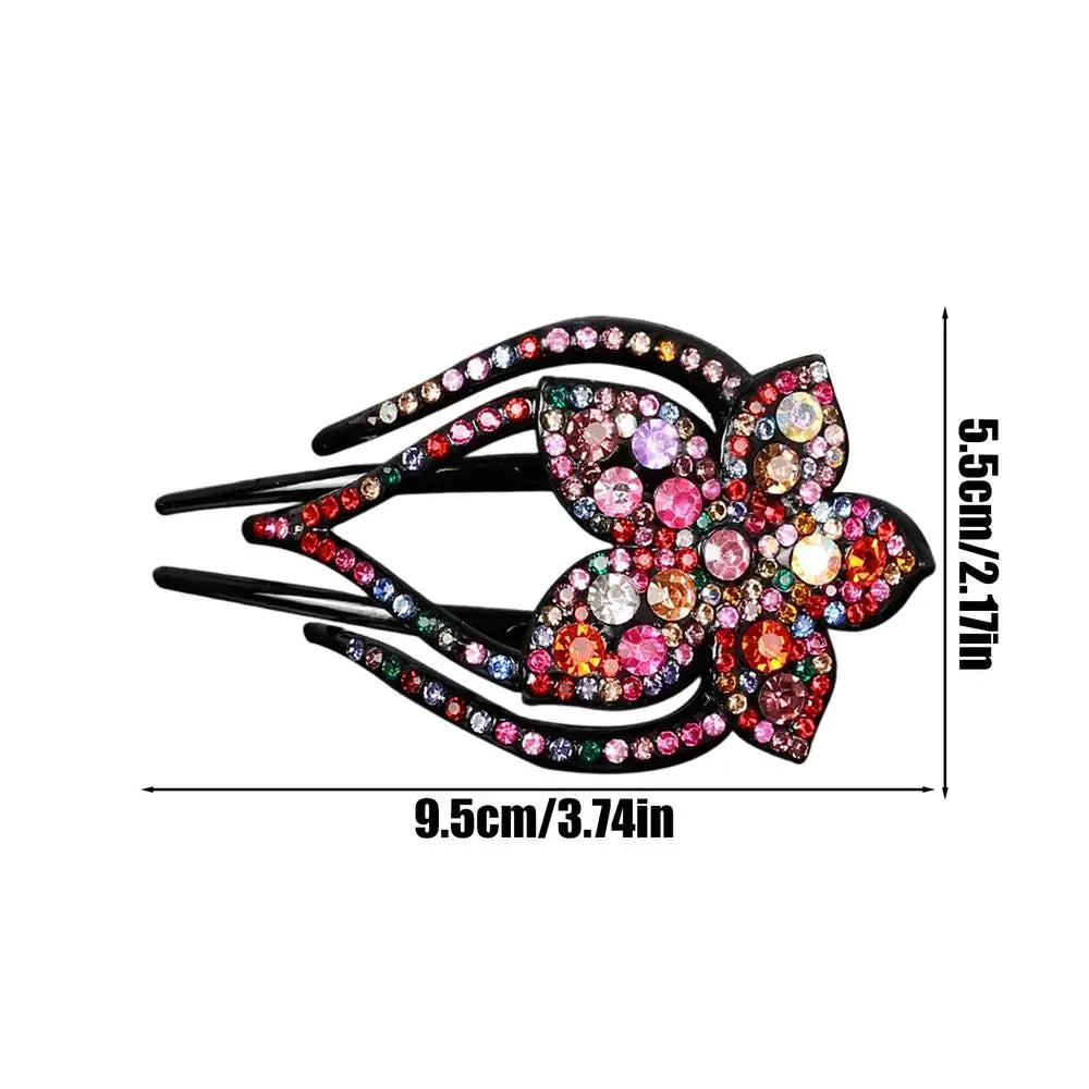 Hair Clips Crystal Hairpin Flower Duckbill Hair Claws Clip Retro Barrettes For Women Shinning Ponytail Hair Accessories Headwear Oasis Select Colorful