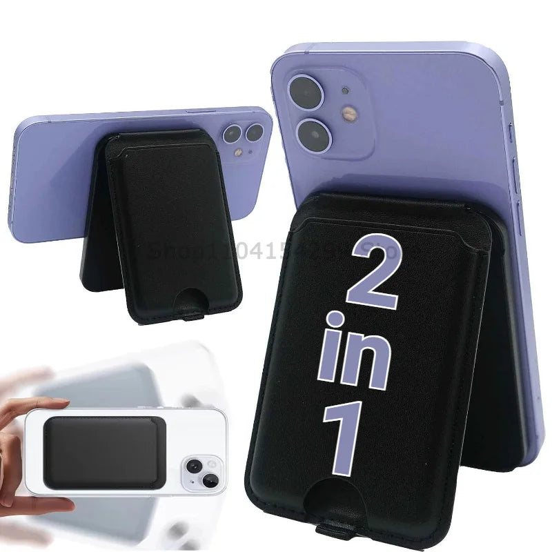 Phone Card Wallet Magnetic Holder Card Binder Luxury Leather Card Holder Phone Wallet Card Bag PU Leather Shockproof Back Cover