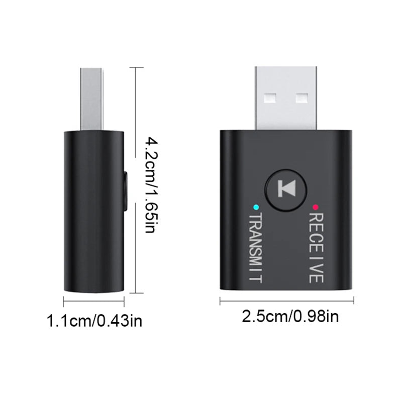 1Pc USB Bluetooth 5.0 Transmitter Receiver Stereo Bluetooth USB 3.5mm For TV PC Headphones Home Stereo Car Bluetooth Receiver Oasis Select 4.2x2.5x1.1cm