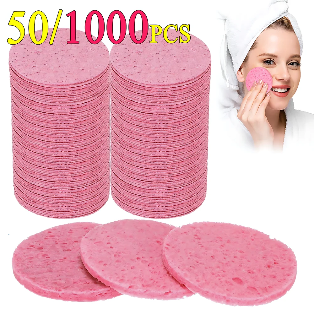 50-1000PCS Compress Face Wash Puff Natural Wood Pulp Sponge Face Wash Puff Foaming Face Puff Cosmetic Puff Face Cleansing Sponge Oasis Select