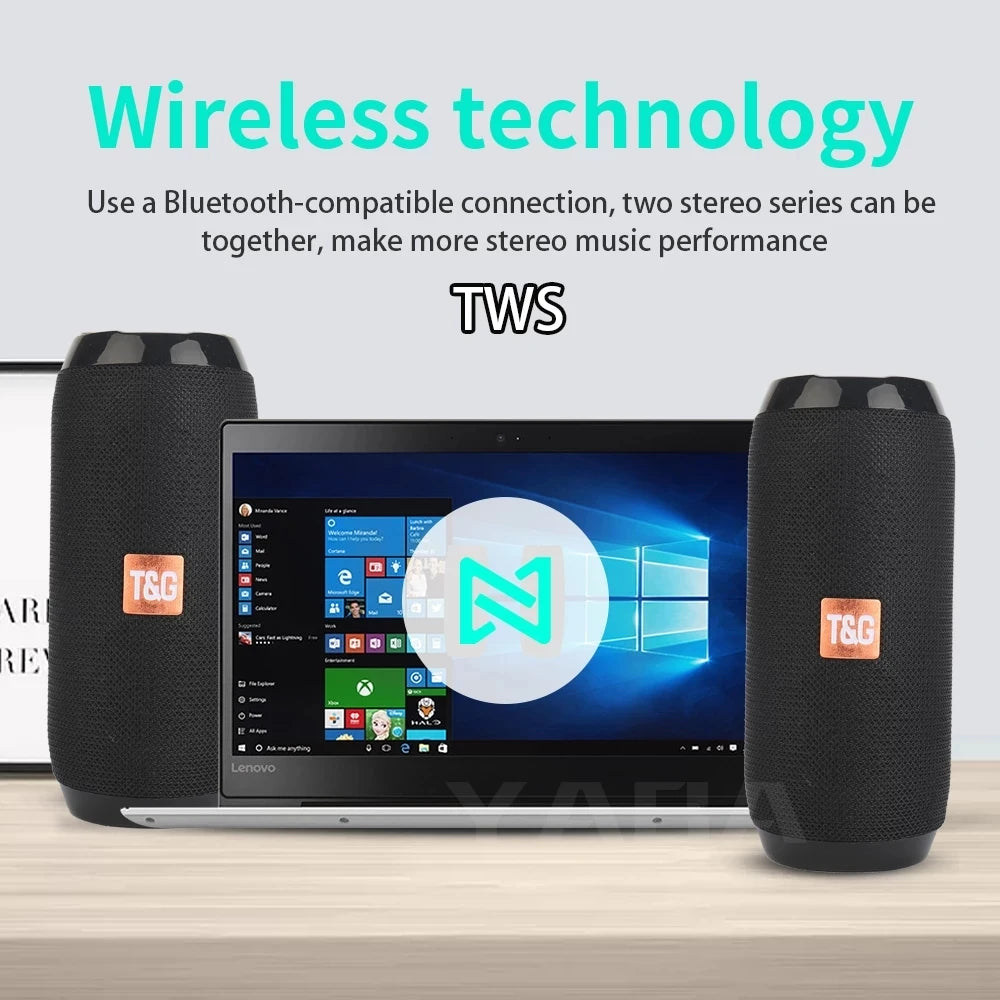 T&G Portable Bluetooth 5.3 Speaker | FM Radio, TWS, IPX5
