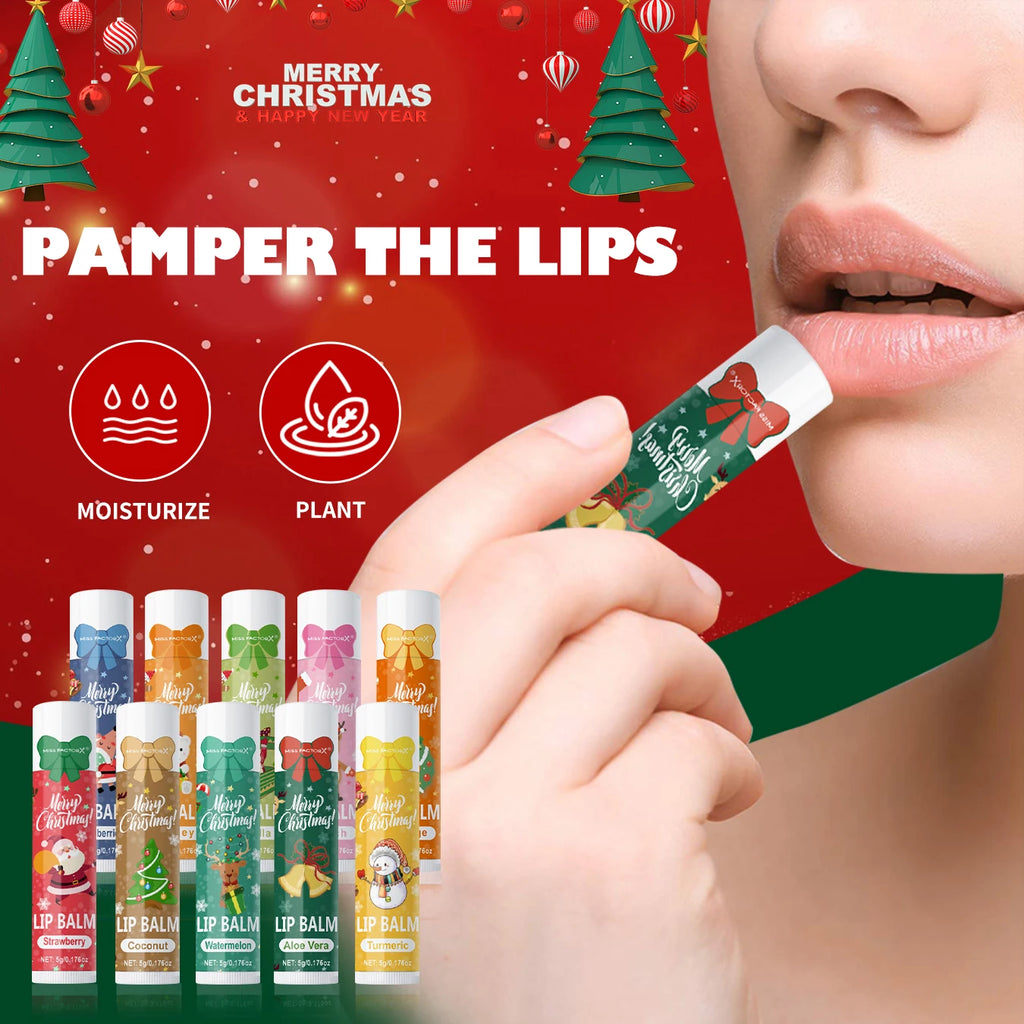10PCS/Box Christmas gift box, lip balm set, deeply hydrating lip moisturizer, lip color brighten, gift to women Oasis Select