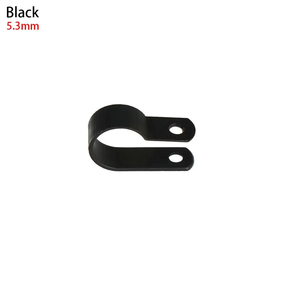 100PCS R-Type Nylon Cable Clamp Plastic P Clips Black Nylon Fasteners Cable Mounting Fix Hardware Electrical Fittings Durable Oasis Select black-5.3mm