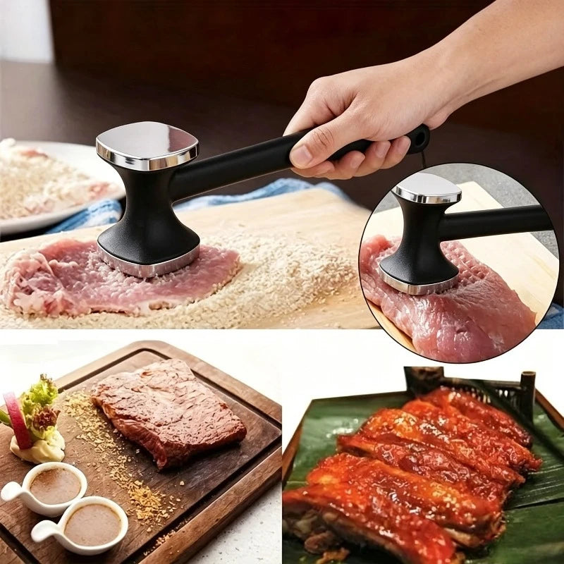 Heavy Duty Kitchen Meat Tenderizer Hammer, Stainless Steel Head with Rubber Grip-for Effortless Pounding&Tenderizing,Mallet Tool Oasis Select