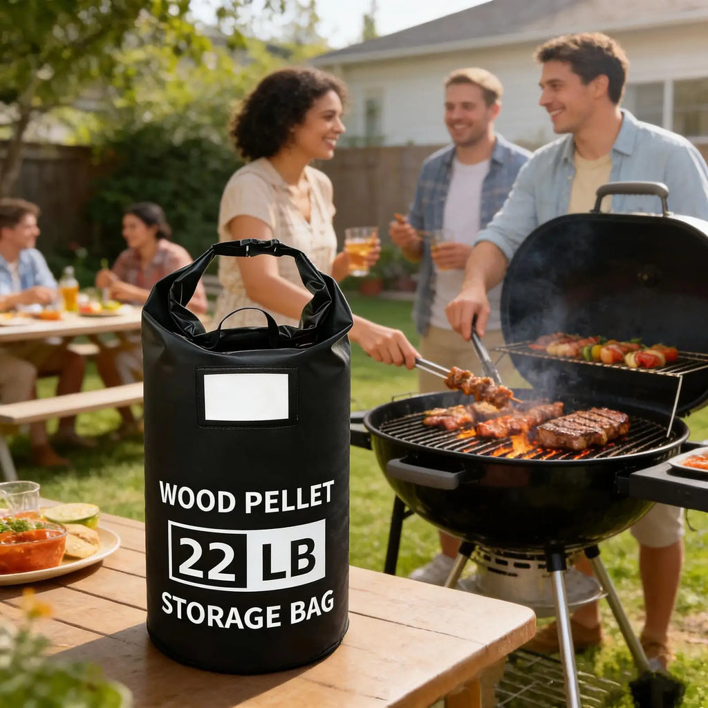 Wood Pellet Container 22 Lbs Capacity Charcoal Dispenser Bag Portable Charcoal Storage for Grilling Barbecue Outdoor Camping Oasis Select