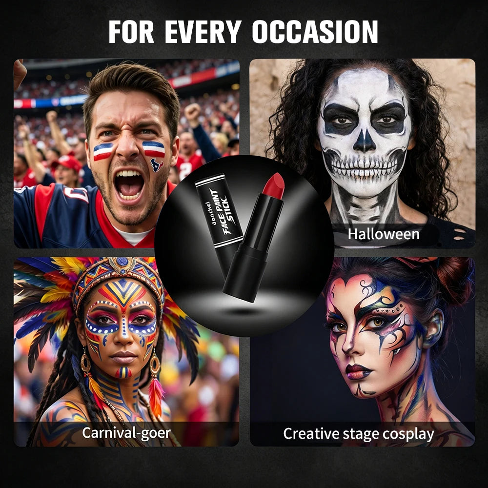 Face Paint Stick High Pigment Multi-Use Black Sticks Lip Color Body Paint Safe Non-Toxic Paint Stick for Halloween Cosplay Sport Oasis Select