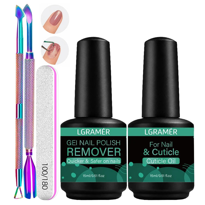 Gel Nail Polish Remover & Cuticle Care Set – 5-Piece DIY Kit