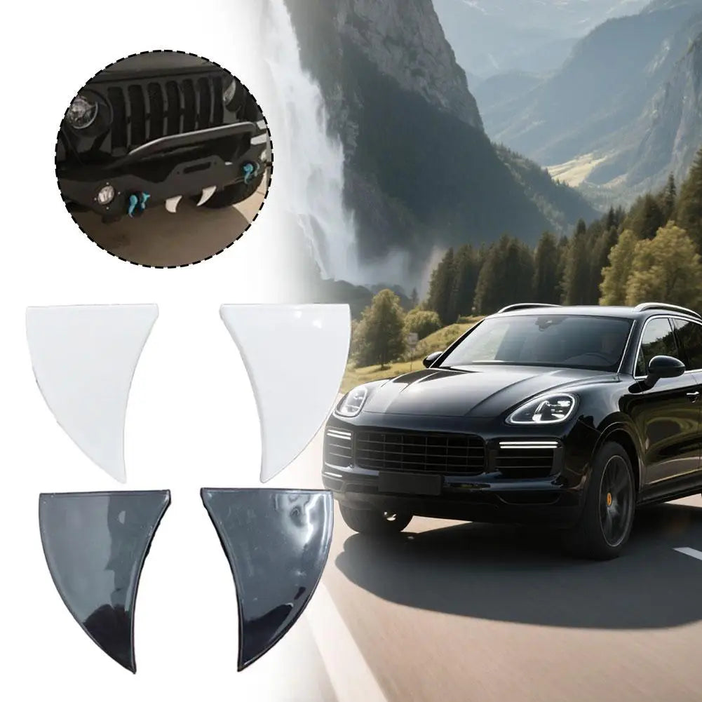 2pcs 3D Vampire Fangs Car Teeth Halloween Front Grille License Plate Decor Waterproof Devil Horns Auto Unique Styling Decor Oasis Select