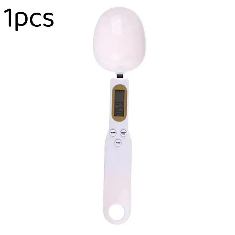 1/2Pcs Digital Measuring Spoon Scale Easy to Clean LCD Display 0.1-500g Food Weighing Tool for Kitchen Baking Pet Food Measuring Oasis Select White
