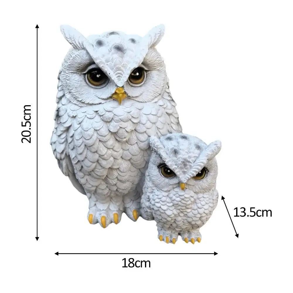 Resin Owl Statue – Lifelike Mother & Baby Garden Figurine