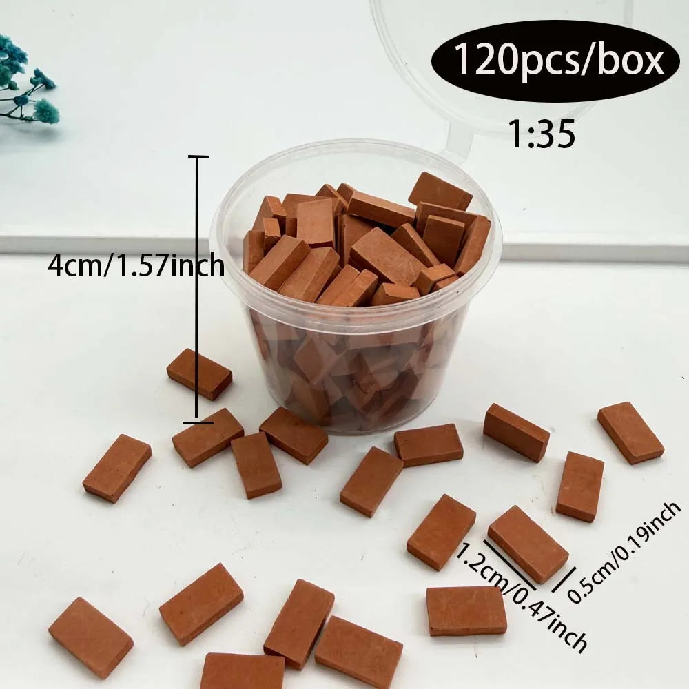 1:35 120pcs MiNi Miniature Gray Orange Bricks-Tiny, Realistic, Weathered Building Blocks for Dollhouses, Gardens, and DIY Models Oasis Select orange