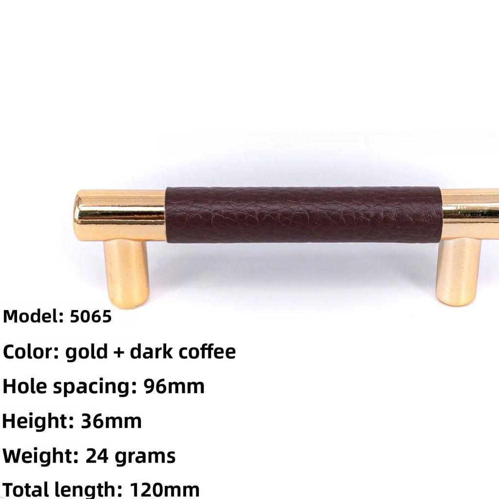 Dooroom Brass Furniture Handles Real Leather Nordic Simple Pulls Cupboard Wardrobe Dresser Shoe Box Drawer Wine Bar Cabinet Knob