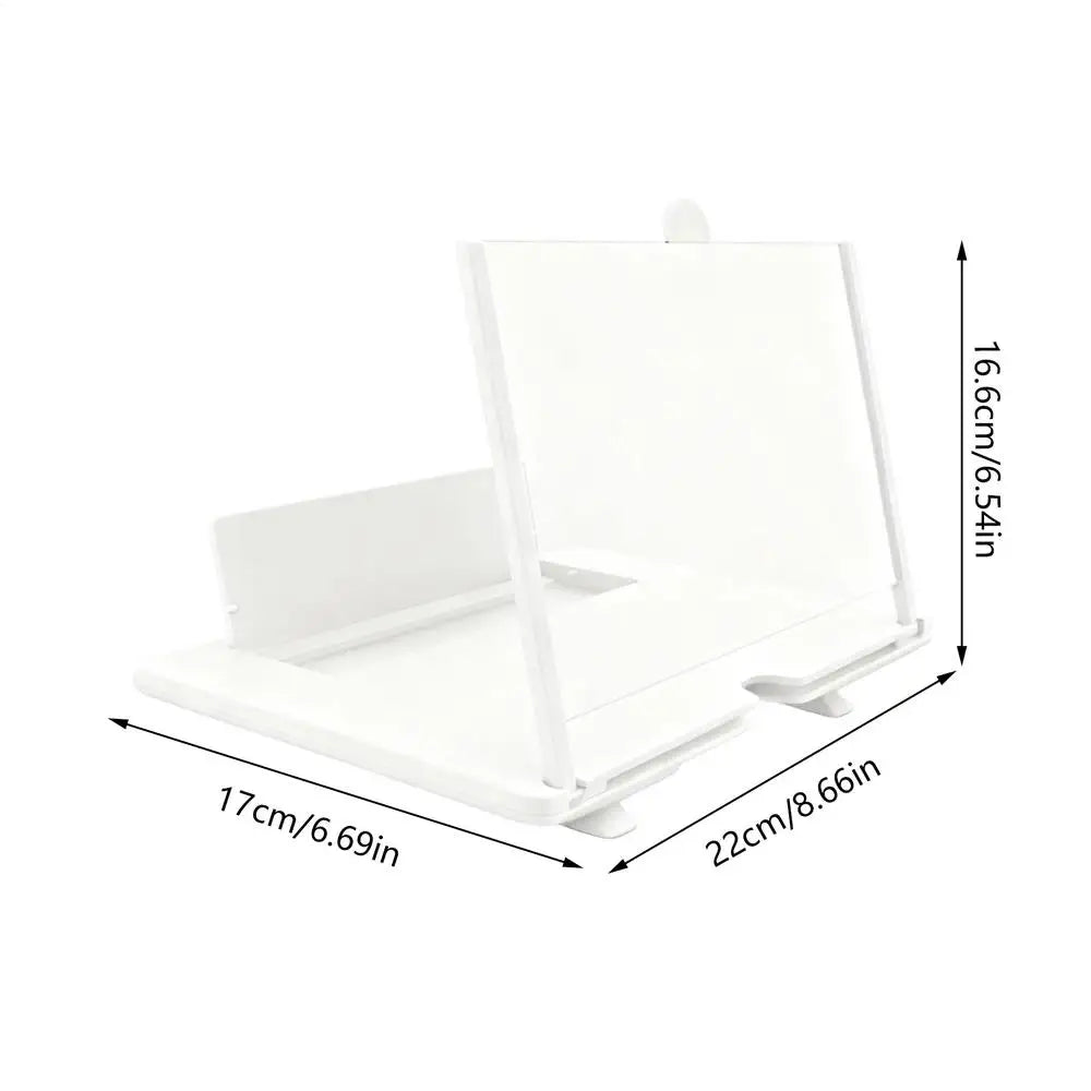 Screen Magnifier Desktop Amplifier 3D HD Cell Phone Magnifier for Seniors Video Watching Movie Night Home Travel Break Party Oasis Select White