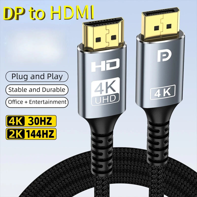 DisplayPort to HDMI Compatible Cable 4K 30Hz DP to HD Adapter Display Port Video Audio For PC Laptops TV Box Projector PS4 Oasis Select