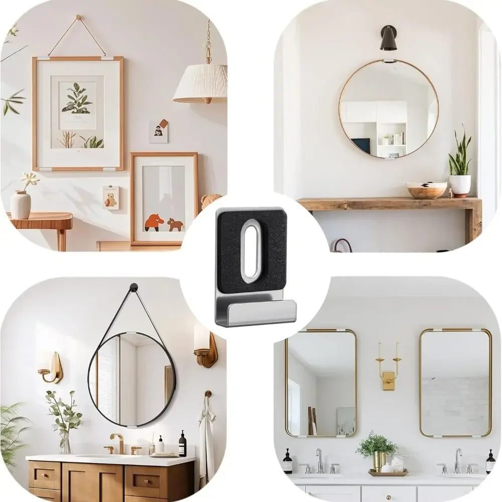 4-Pack Matte Black Stainless Steel Mirror Clips & Brackets