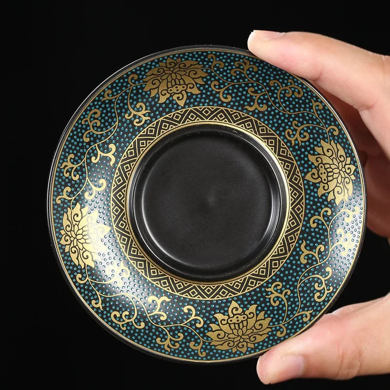 Chinese Teaset Classical Gaiwan Tea Cups Black Clay Tureen Lid Bowl Saucer Traditional Handmade Tea Brew Tea Cup Oasis Select