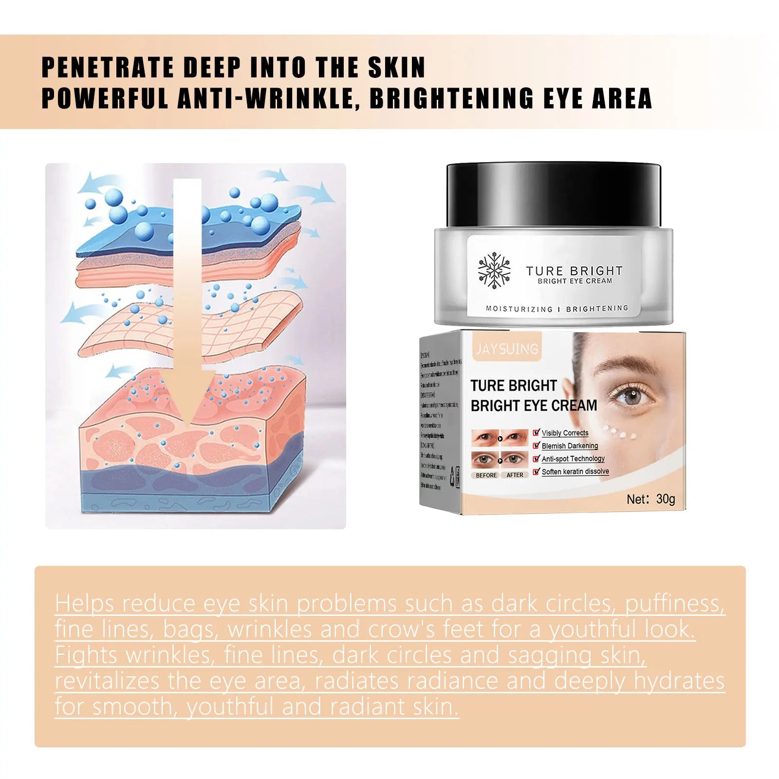 Jaysuing Dark Circle Eye Cream – De-Puff, Brighten & Firm Eye Cream Serum Oasis Select
