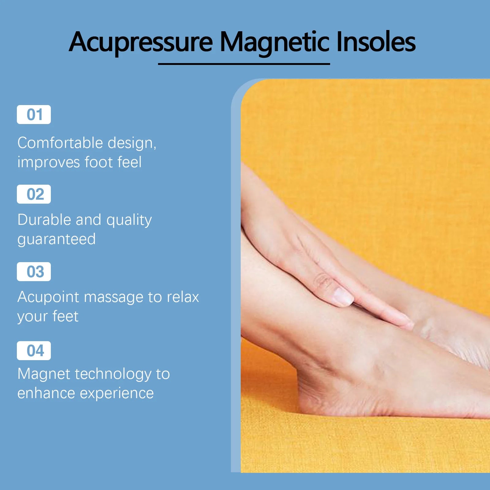 HOUKEA Acupressure Magnetic Insoles – Foot Pain & Fatigue Relief Acupressure Shoe Insoles Oasis Select