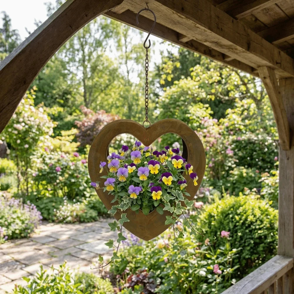 DIY Farmhouse Style Retro Metal Plant Hangers Iron Romantic Plant Hanging Basket Heart Shape Plant Container Window Decor Oasis Select