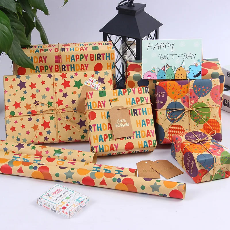 50x70cm Colorful Balloon Birthday Gift Wrapping Paper Valentine's Day Gift Packaging Papers Flower Bouquet Paper DIY Craft Decor Oasis Select