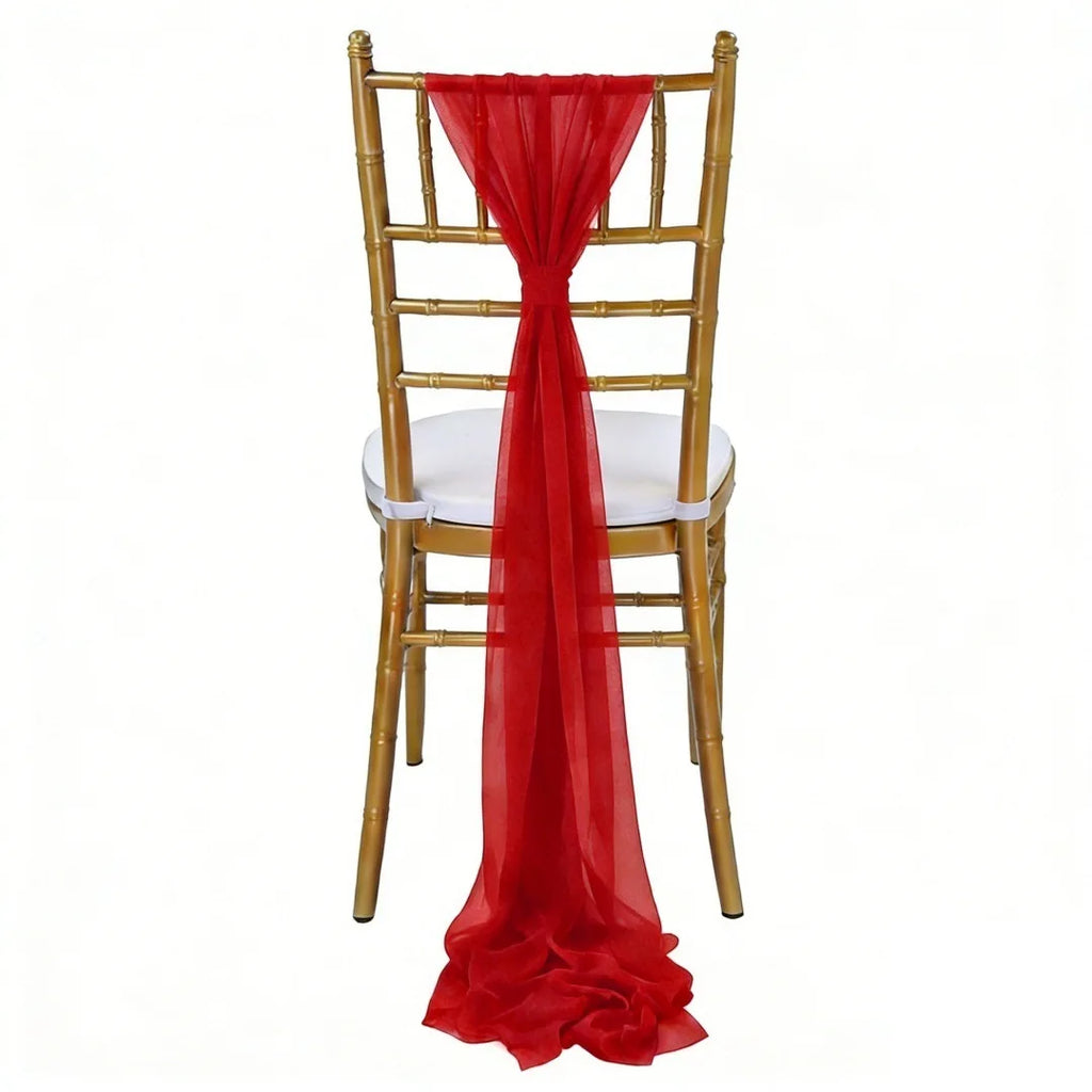 Wedding Chair Sash Beauty Tulle Polyester Streamer Hotel Banquet Decoration Chair Cover Tie Ribbon Bow Oasis Select Red