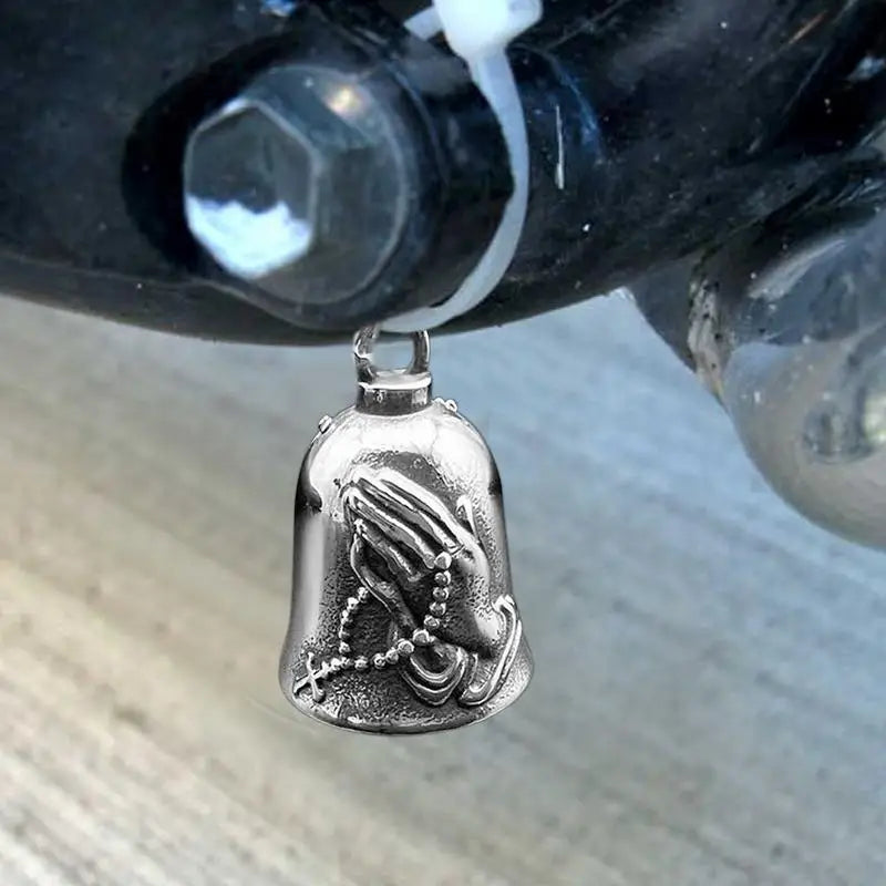 Motorcycle Lucky Bell Praying Hand protector Luck Bell 3D Motorcycle Bell Biker protecto Good Luck Riding Bell Luck Riding Bells Oasis Select