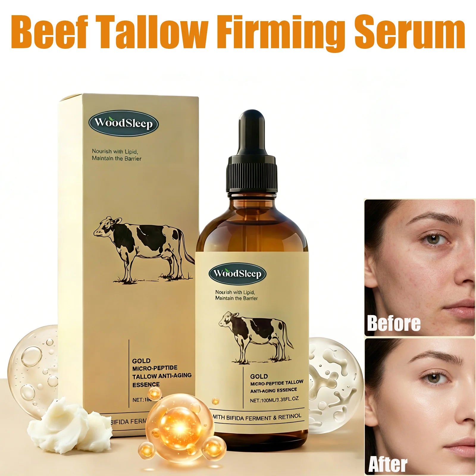 WOODSLEEP Beef Tallow Retinol Firming Face Serum 100ml Anti-Aging Face Serum Oasis Select
