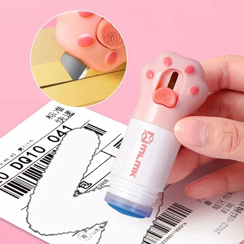 Cat Paw Thermal Paper Correction Fluid with Knife Parcel Box Opener Home Anti Peep Identity Information Privacy Protector Eraser Oasis Select