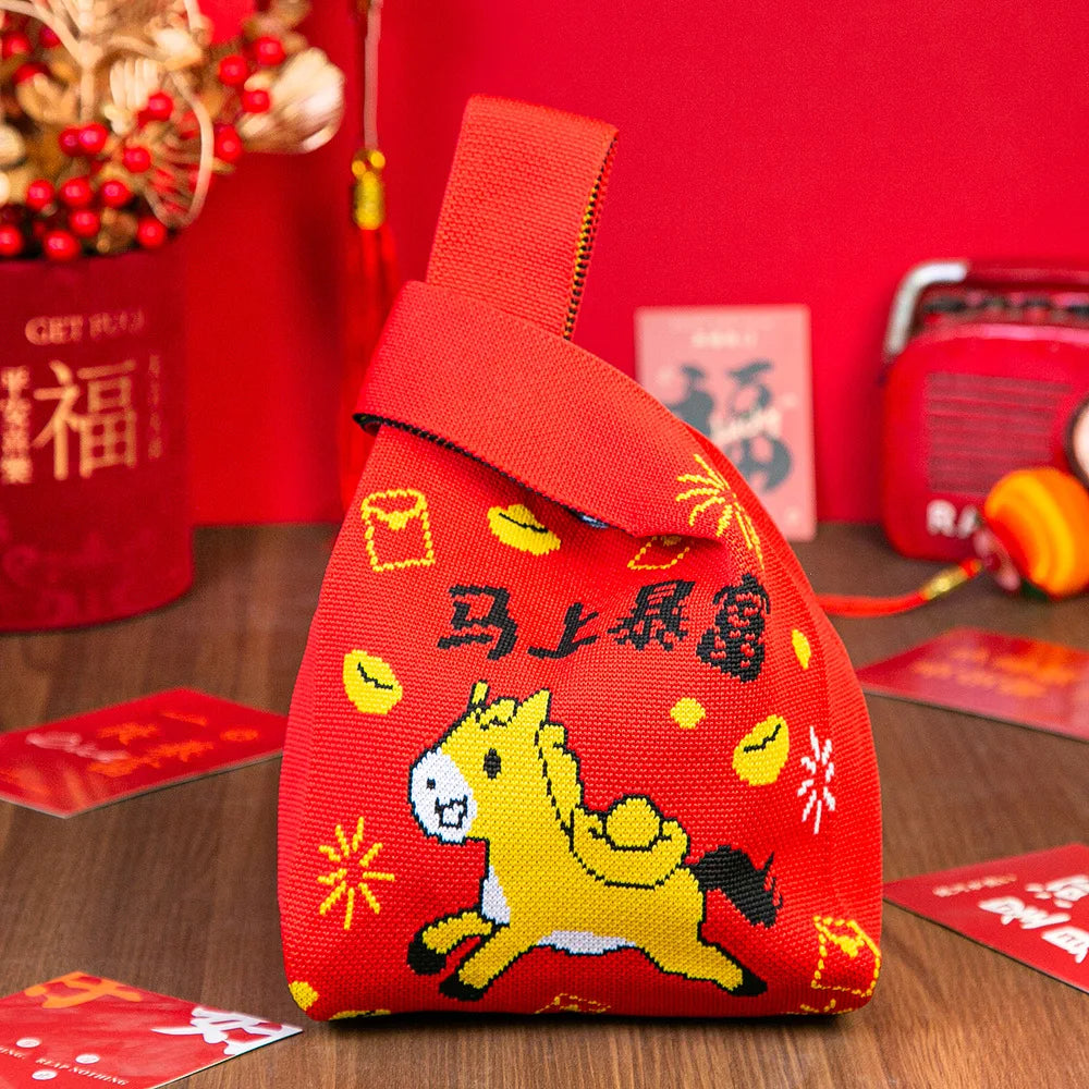 Year of the Horse Knitted Tote Bag | Reusable Gift Bag 2026