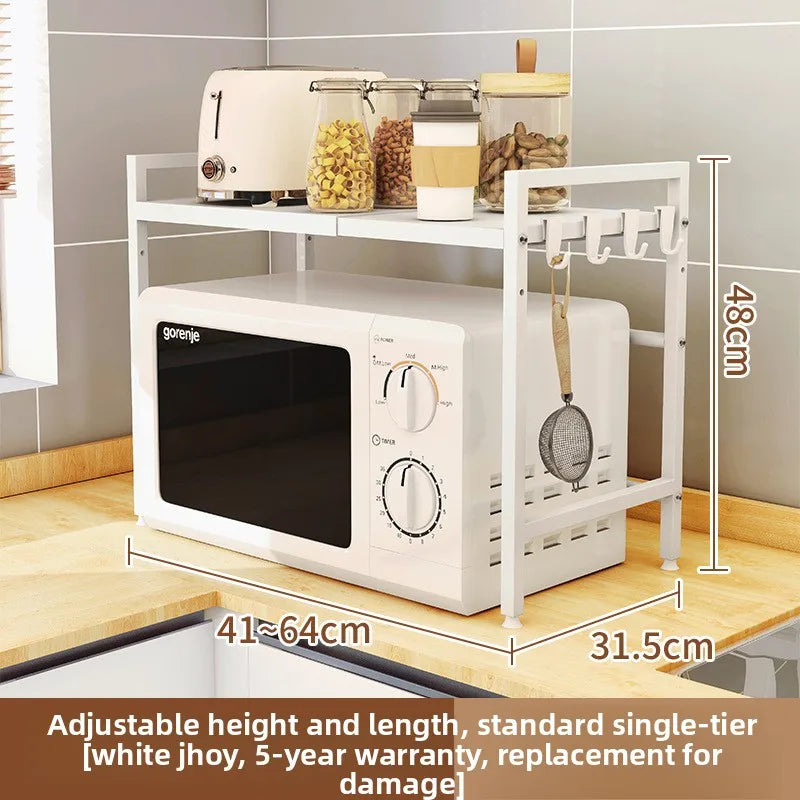 Retractable microwave oven rack, countertop, kitchen floor-to-ceiling multi-layer oven rack, household storage microwave oven Oasis Select
