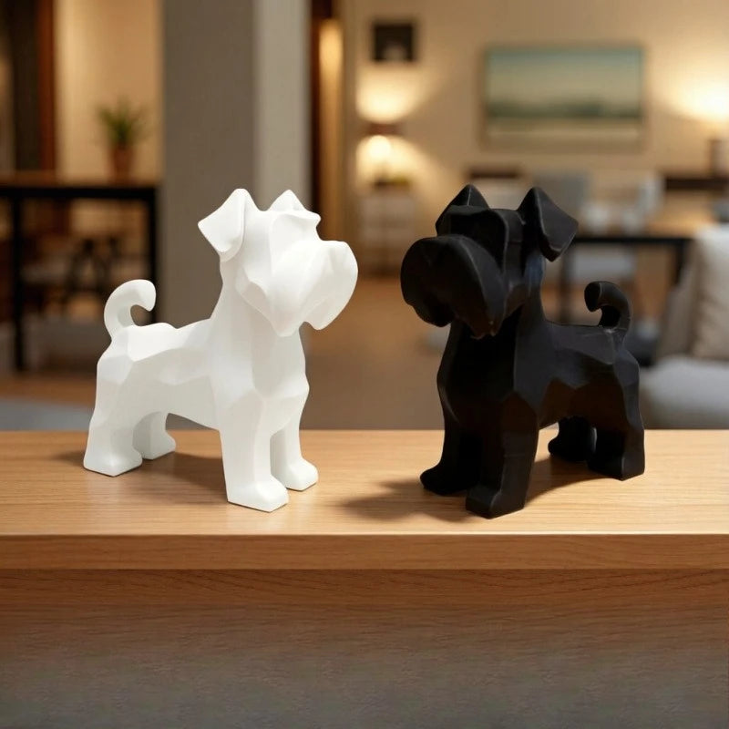 Schnauzer Dogs Figurines Resin Dogs Statue Minimalist desktop Ornaments Home Decoration for Living Room Bedroom Office Pets Gift Oasis Select