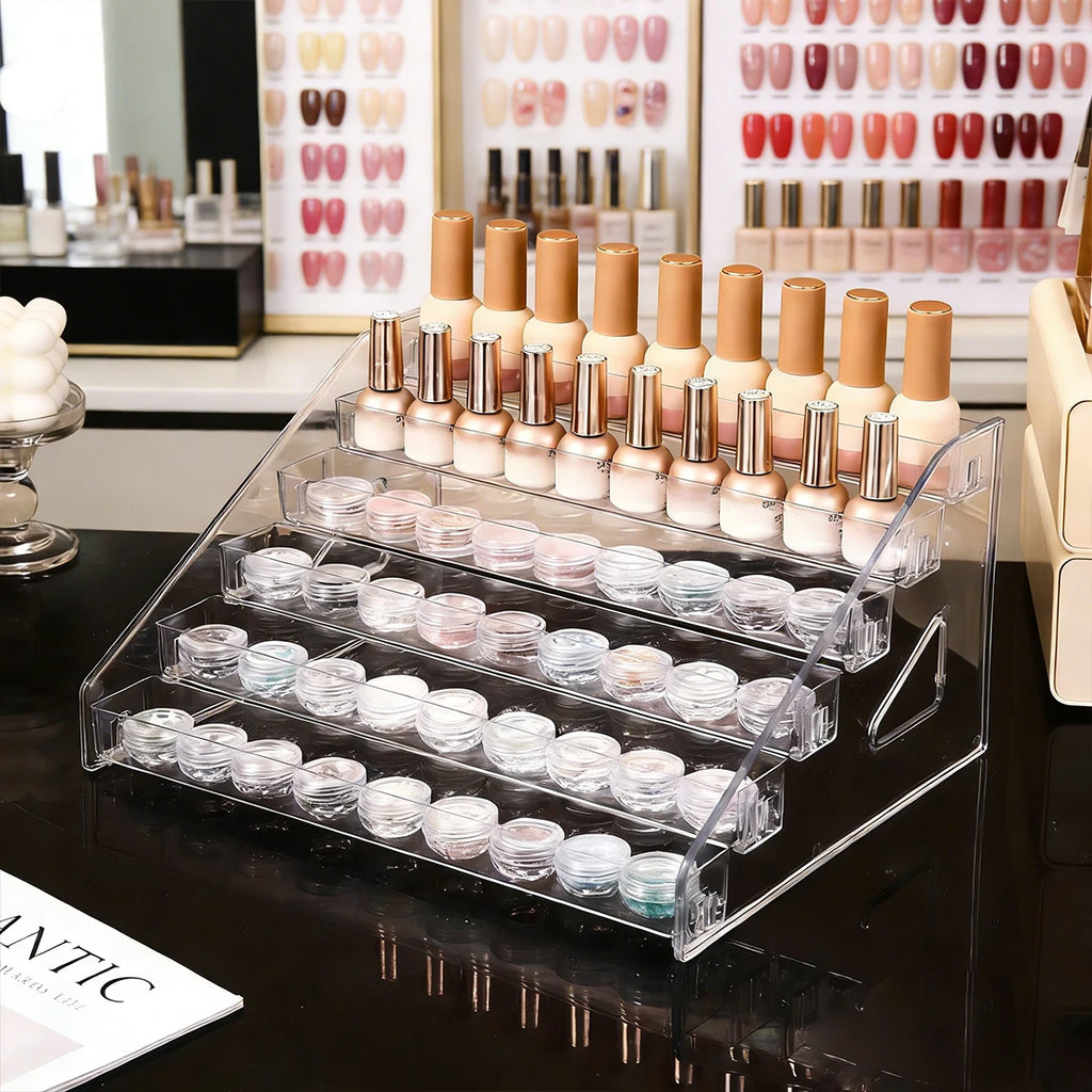 1pc transparent vertical buckle nail polish display stand stepped acrylic perfume lipstick nail polish gel nail polish finisher Oasis Select