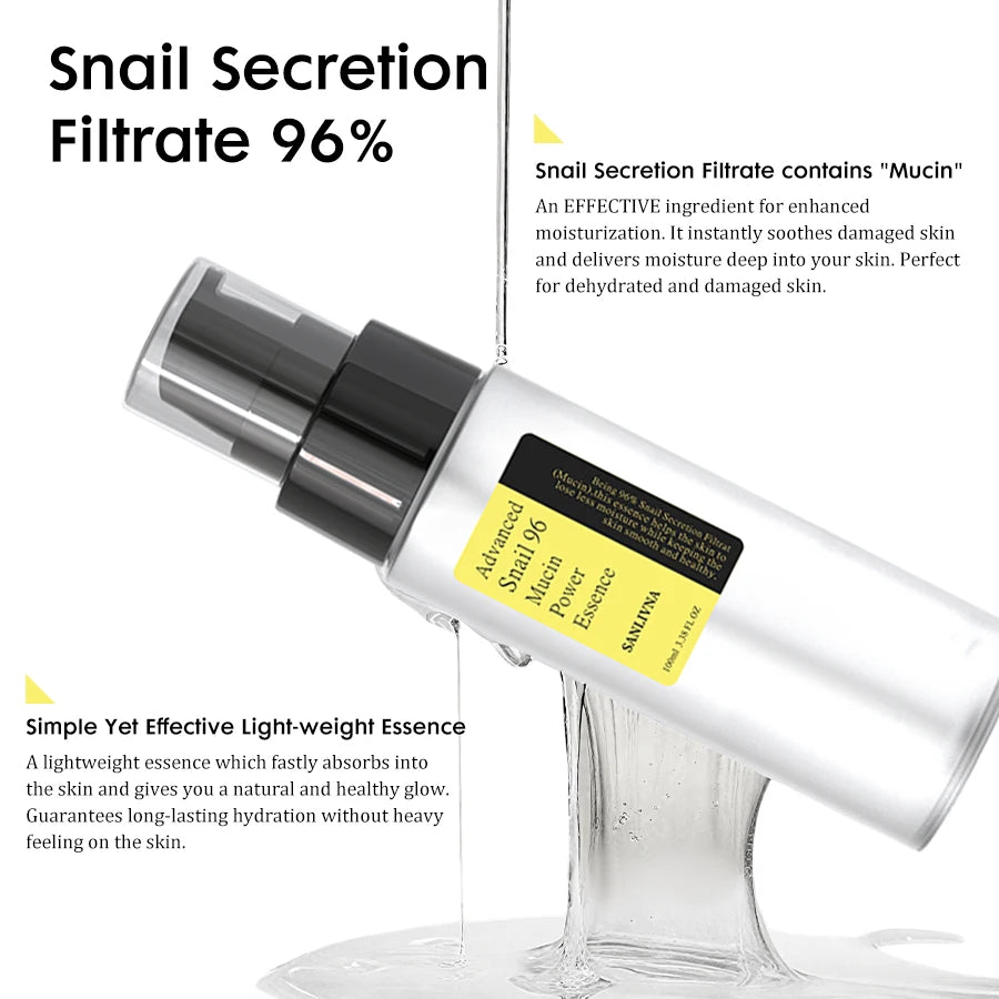 Snail mucus 96 facial essence reduces fine lines, facial cleanser deeply cleans impurities on the face, and moisturizes the skin Oasis Select
