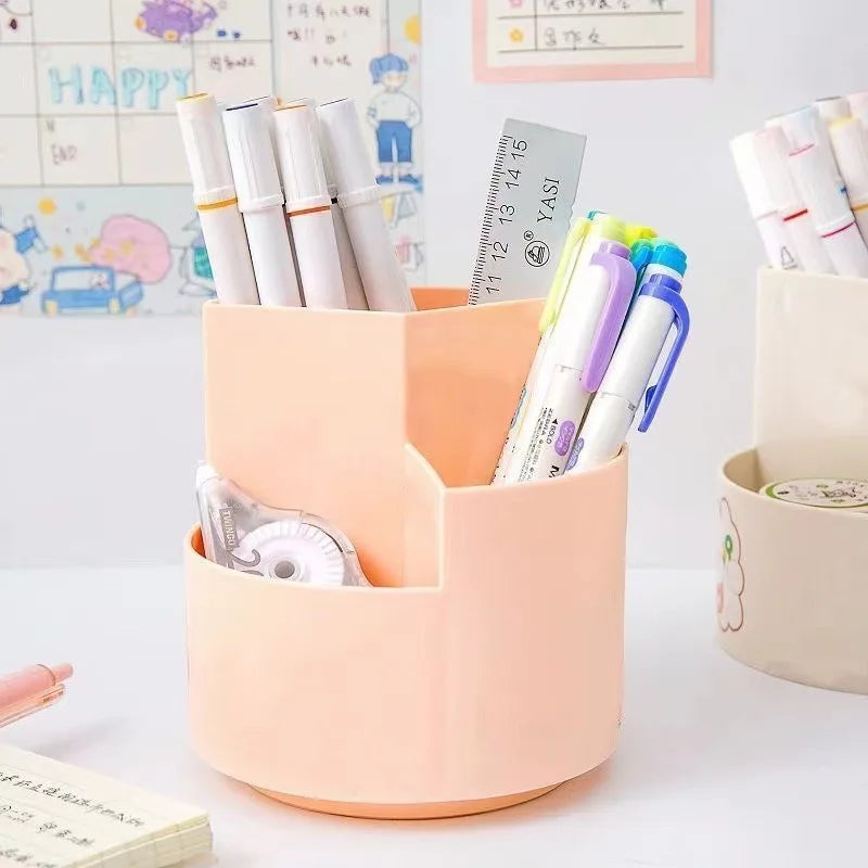 360 Rotating Large Capacity Rotating Pen Holder Desk Pencil Storage Box Organizer Makeup Brush School Office Stationery Supplies Oasis Select