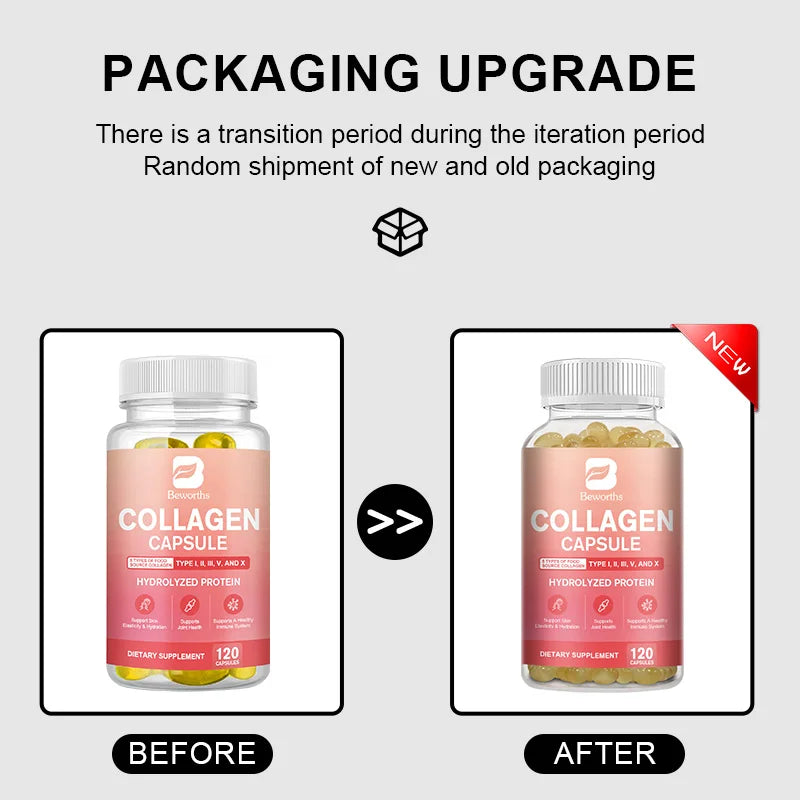 BEWORTHS Collagen Capsules Type I, II, III, V & X Hydrolyzes Protein Collagen Peptides Immune System and Skin, Joint Health Oasis Select