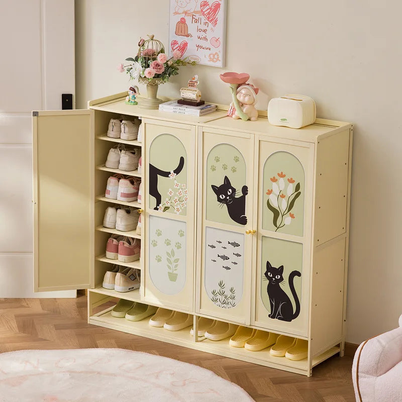 Cat shoe cabinet, multi-layer entry shoe rack at the door of the home, large capacity storage storage cabinet, small narrow Oasis Select