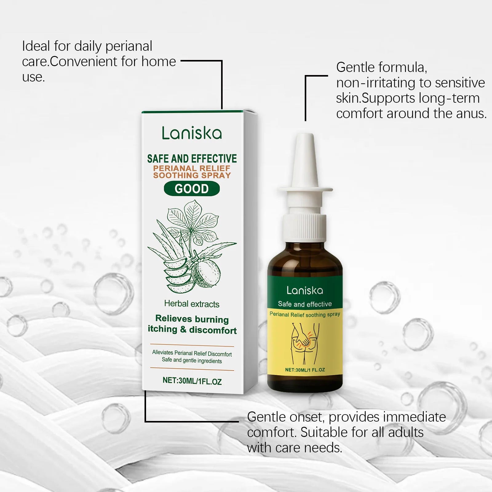Laniska Perianal Care Spray – Moisturizing & Soothing 30ml Perianal Care Spray Oasis Select