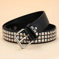 Punk Style Rivet Belt Set Equipped with Stainless Steel Square Buckle PU Panel Material Male and Female Pyramid Rivet Decorat Oasis Select MD style 110cm
