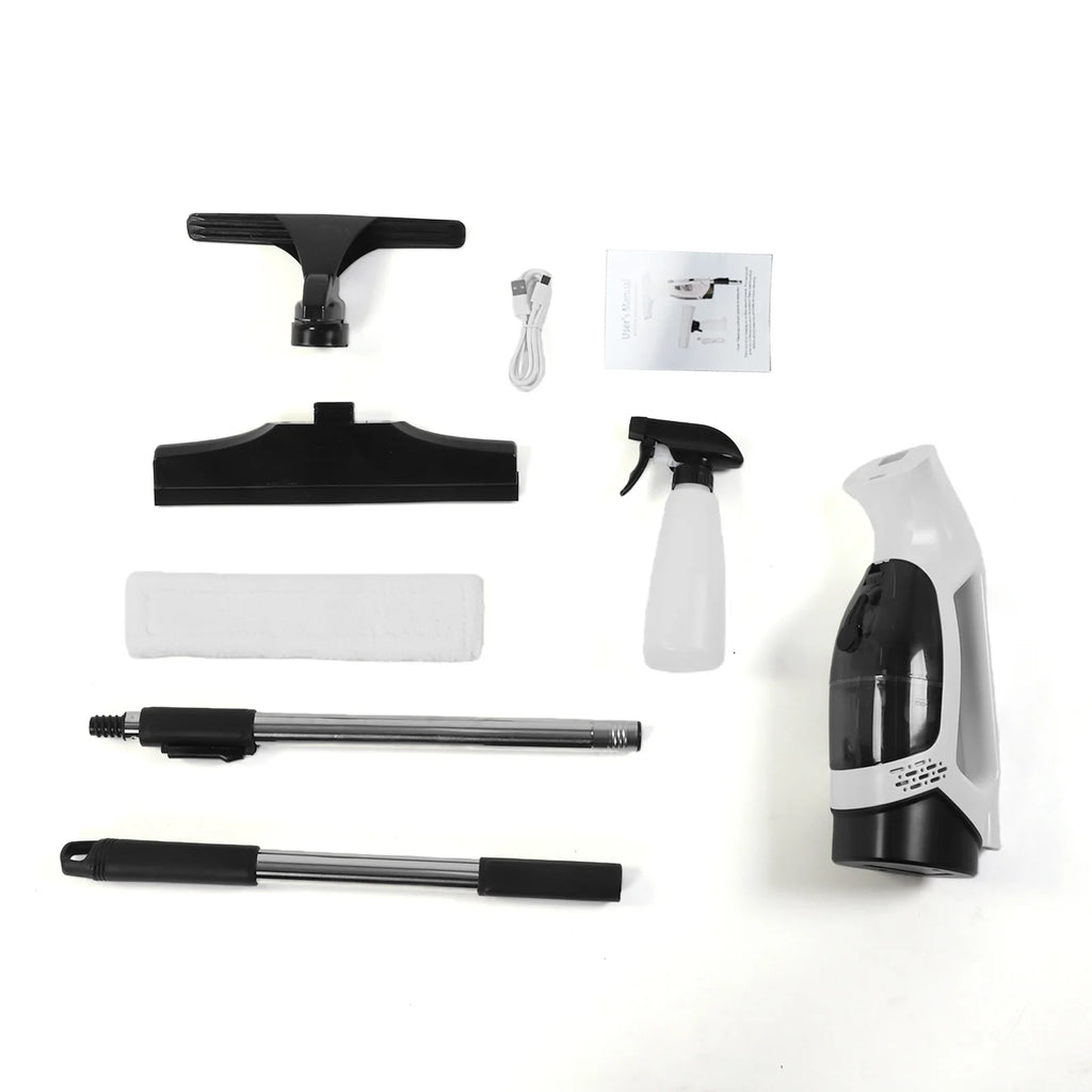 Window Vacuum Squeegee 2.0KPA Suction Multifunctional Glass Cleaner One-touch Spray Auto Dirty Water Collection Rubber Scraper Oasis Select black