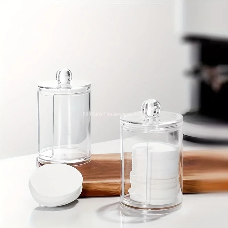 1/2 Pcs Makeup Organizer Round Clear Acrylic Makeup Organizer Makeup Cotton Pad Swab Holder Cotton Pad Organizer Box Makeup Pads Oasis Select