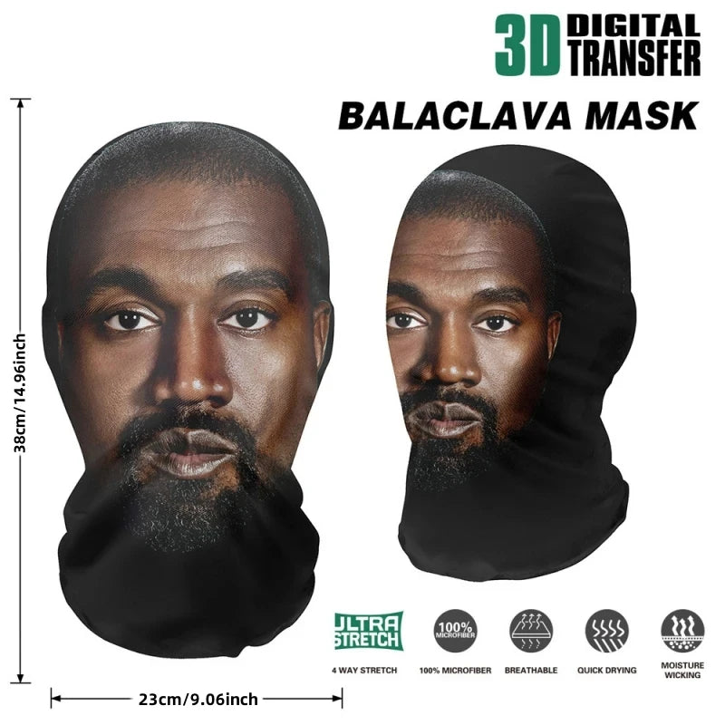 New 3D Printed Funny Mask Elastic Mesh Disguise Full Face Mask for Men Women Cosplay Headwear Hip Hop Fashion Hood Hat Headgear Oasis Select