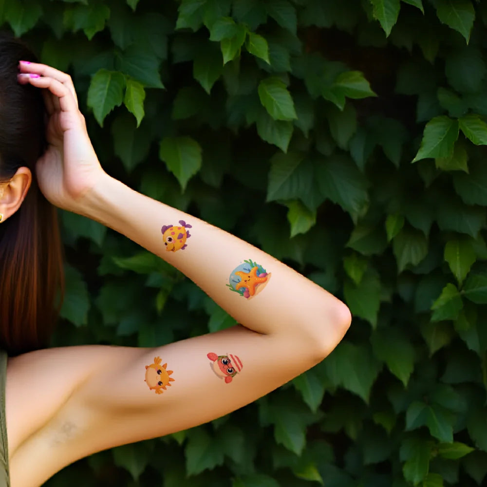 63pc Sea Creatures Temporary Tattoo Stickers – Waterproof 3D